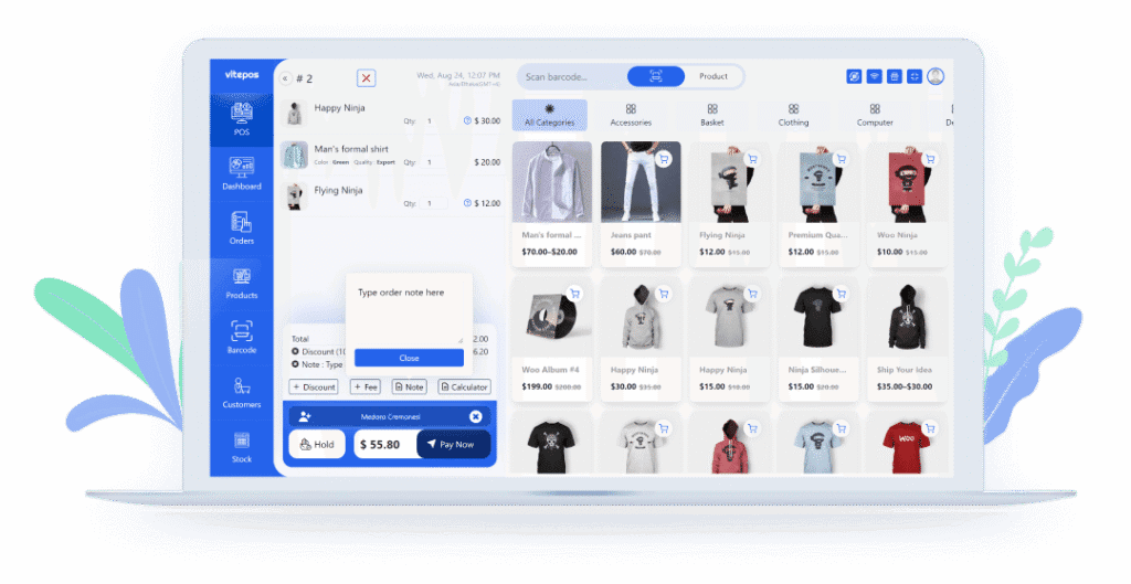 WebPOSz Order Notes, Discounts & Customer